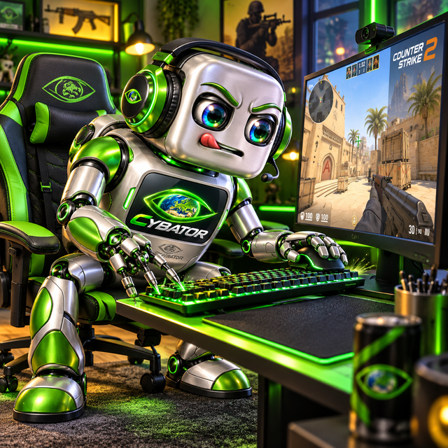 Cybator robot playing Counter-Strike 2