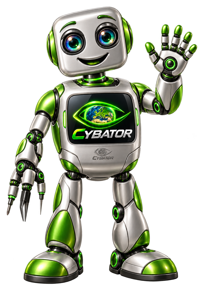 Cybator robot waving hello
