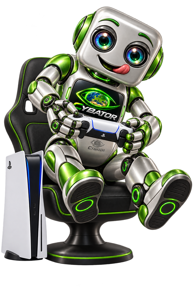 Cybator robot with a PlayStation controller