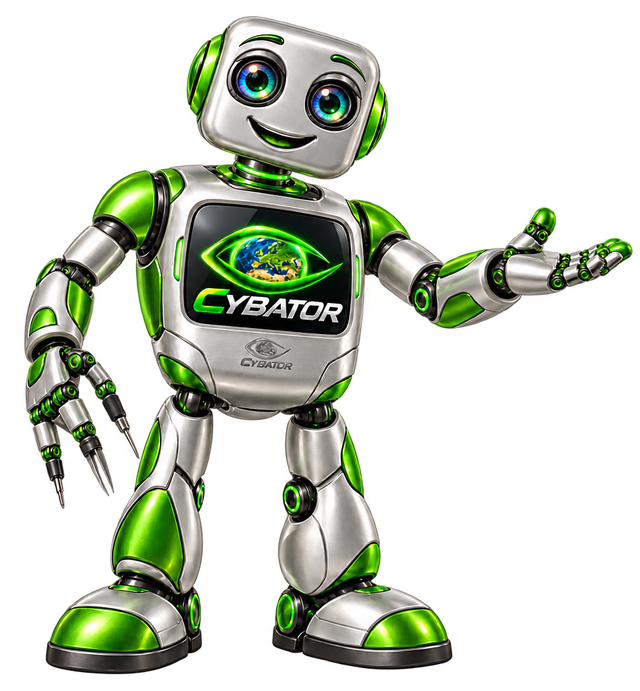 Cybator robot presenting the prices