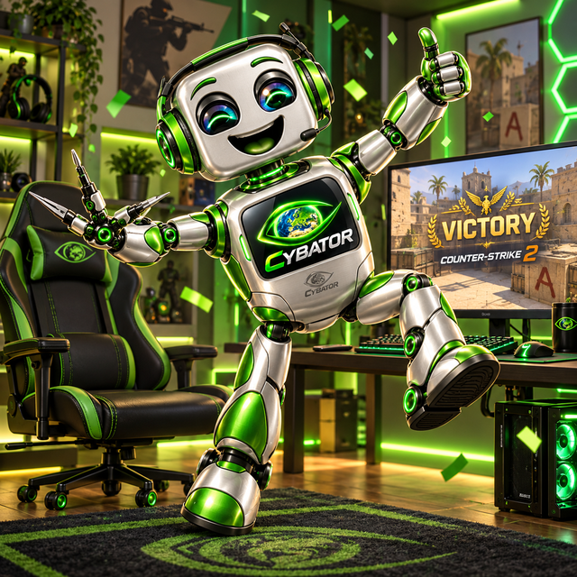 Cybator celebrating a win
